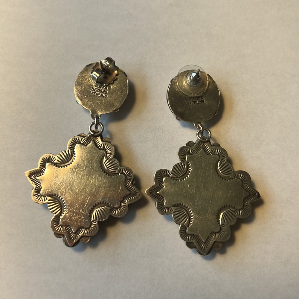 Joan Slifka Turquoise sterling cross earrings - Picture 2 of 4